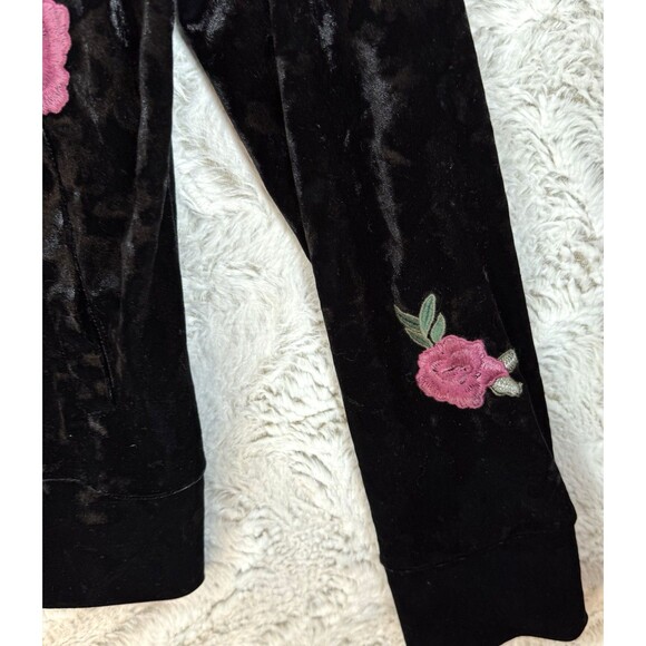 Love 8 Jacket 1X Black Velvet Embroidered Full Zip Hooded Stretch Y2K Boho - Picture 6 of 13